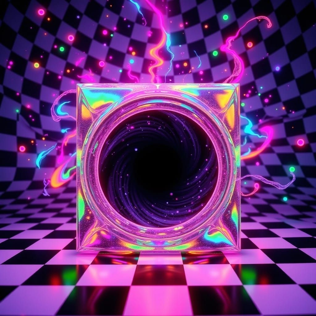 Neon Lit Cube Portal to Fairy World