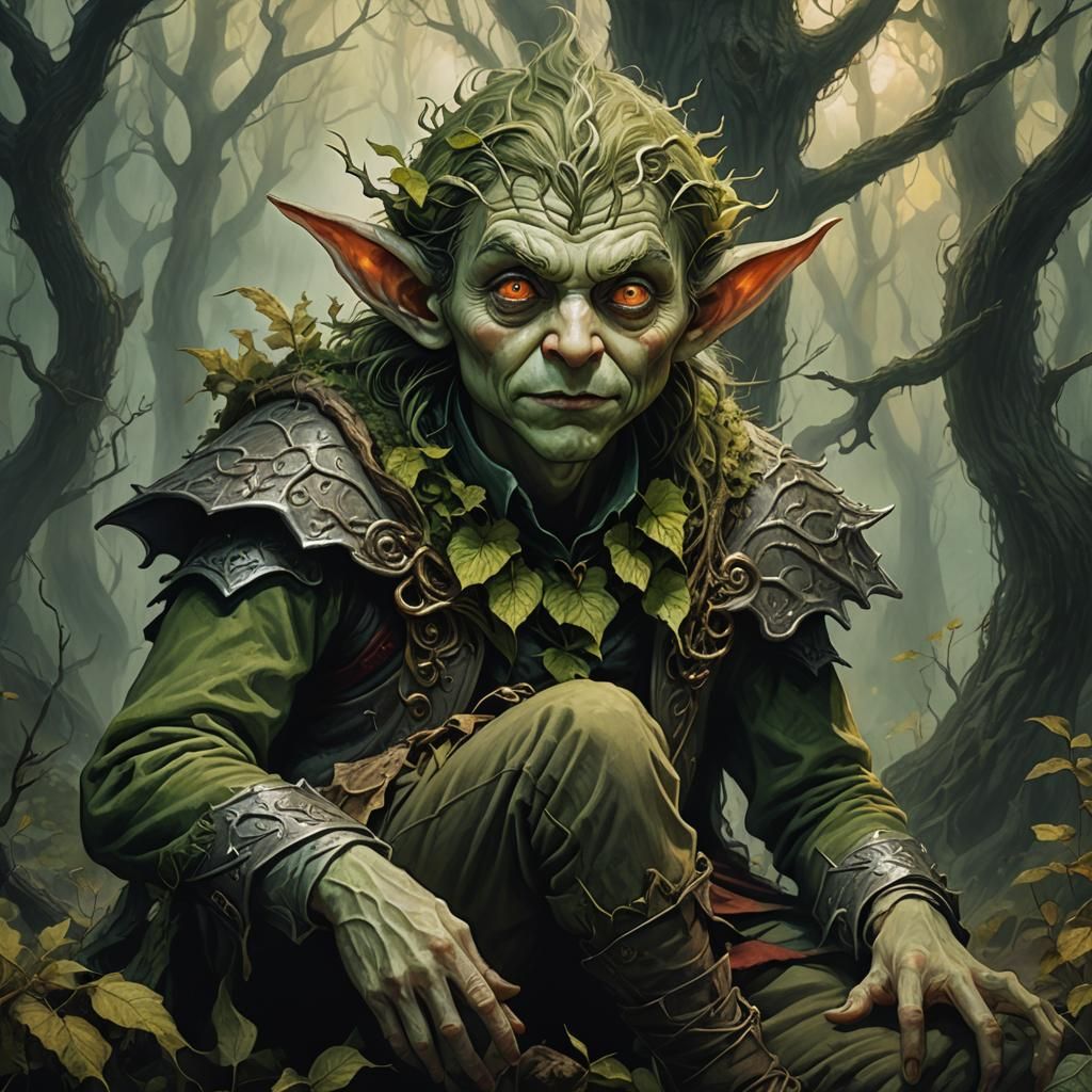 Dark Fantasy Portrait of Elf-Leprechaun Creature