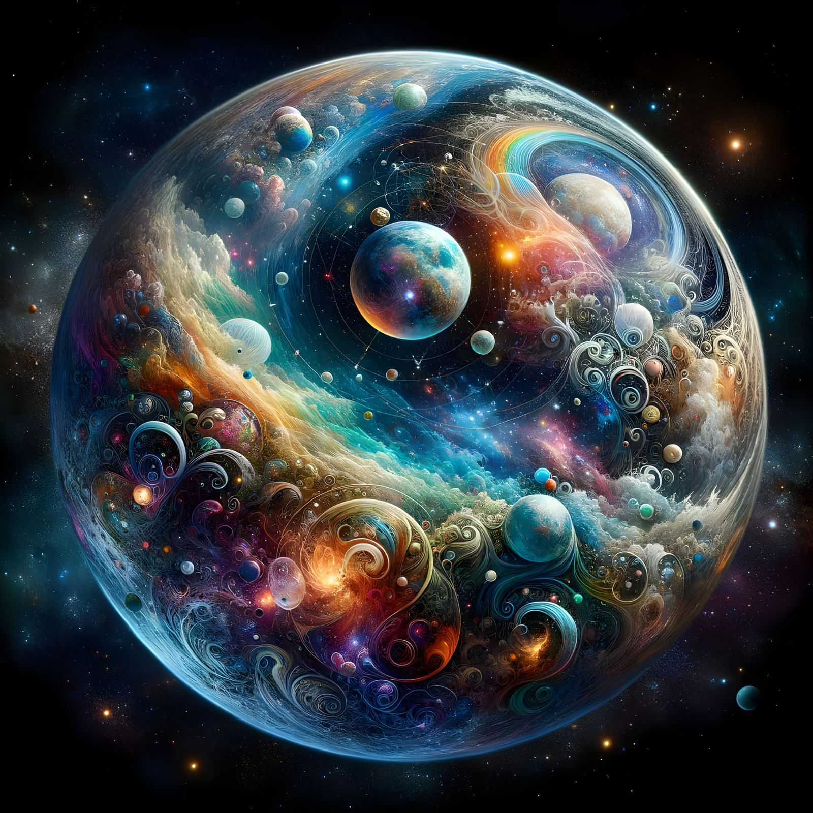 Holographic Cosmos in Spherical Visionary Art