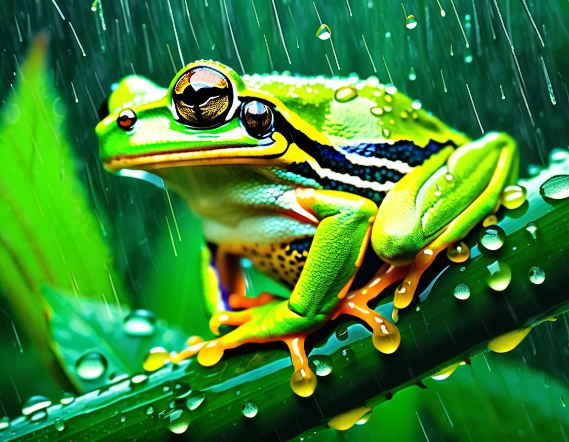 Rainforest Tree Frog in Impasto Style