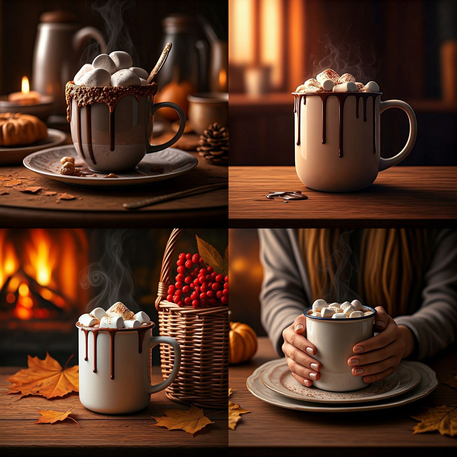 Fall Morning Table with Hot Chocolate, Splash Art