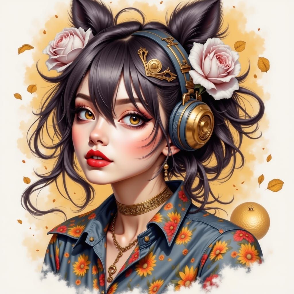 Ethereal Pinup Portrait with Gold Details