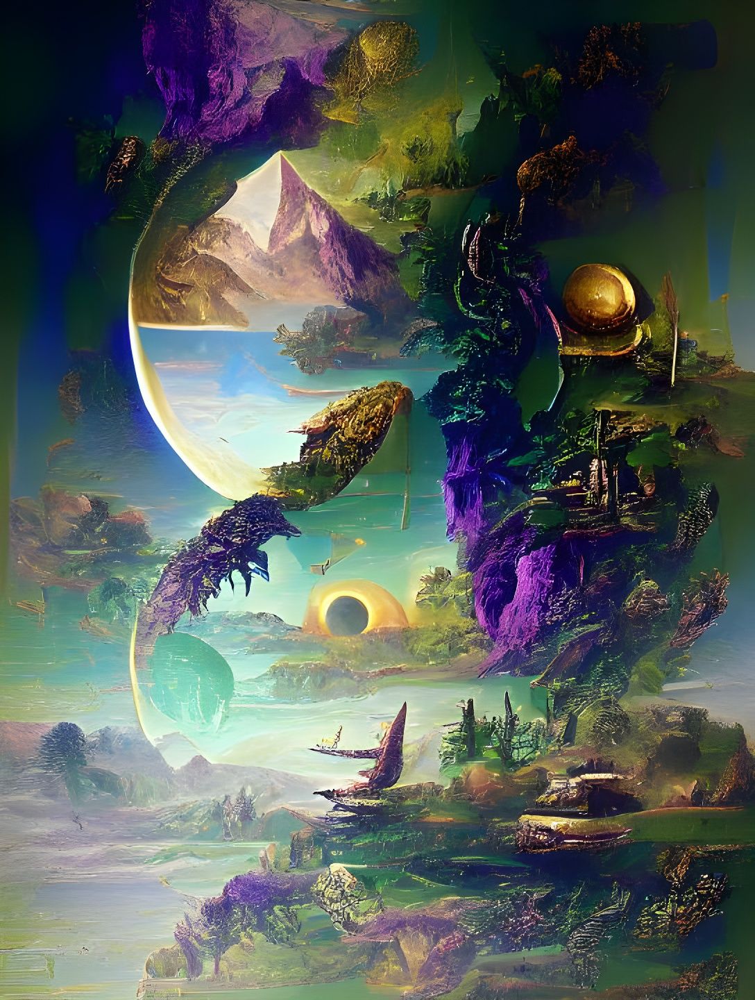Alien Fractal Landscape as Oil Painting