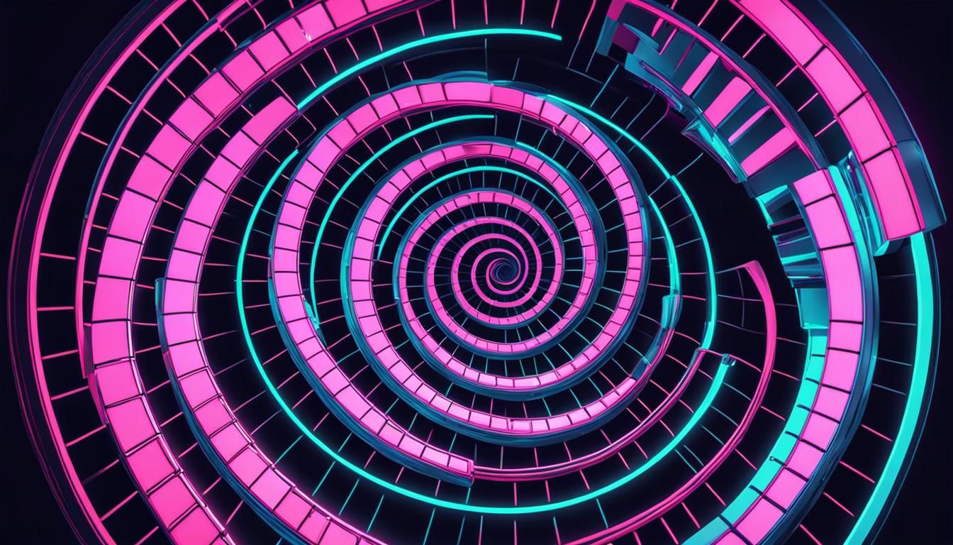 Neon Spiral in Synthwave Retro Style