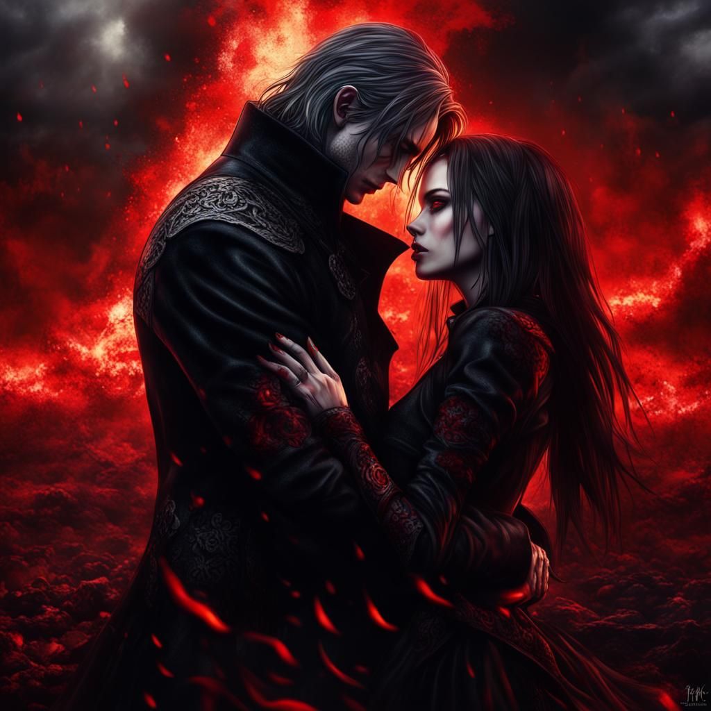 Vampire Lord Embracing His Love