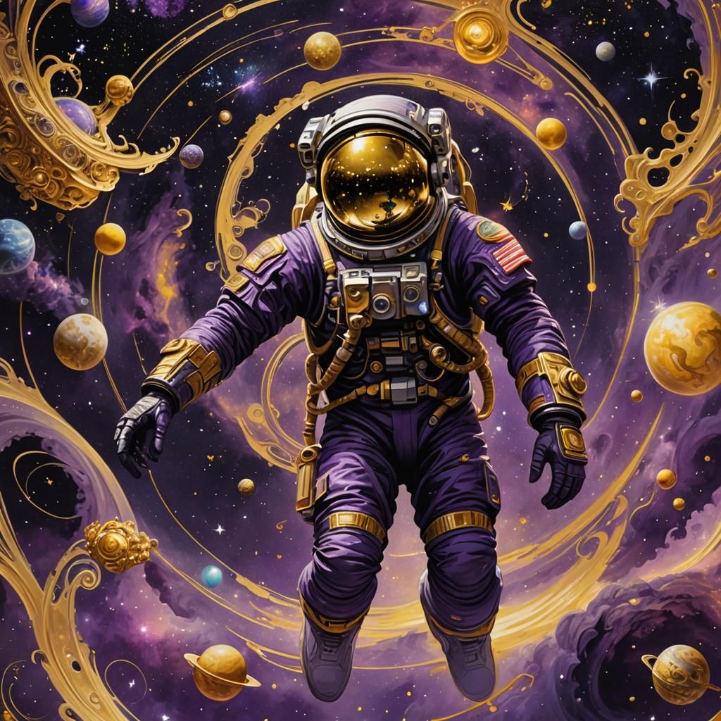 Astronaut in Baroque Space Art Nouveau Galaxy
