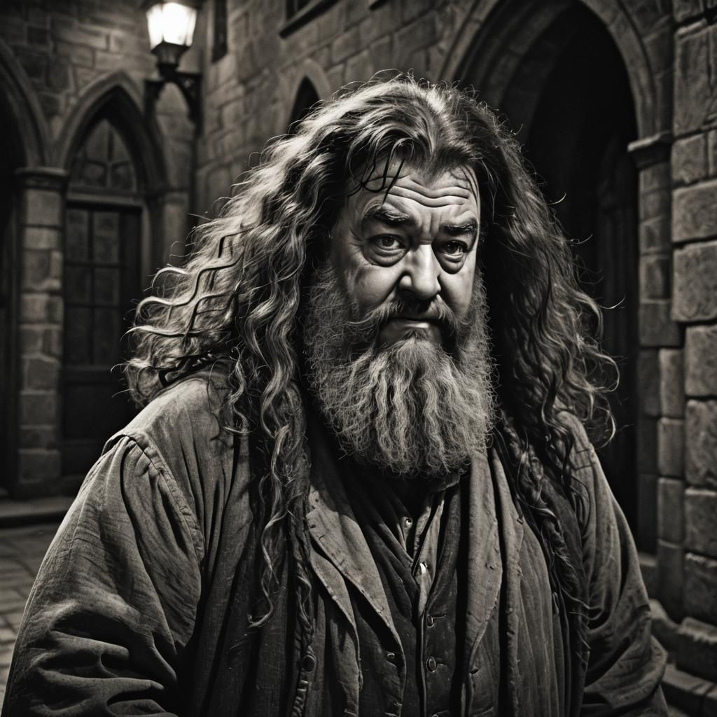 Expressive Hagrid Portrait in Chiaroscuro Style
