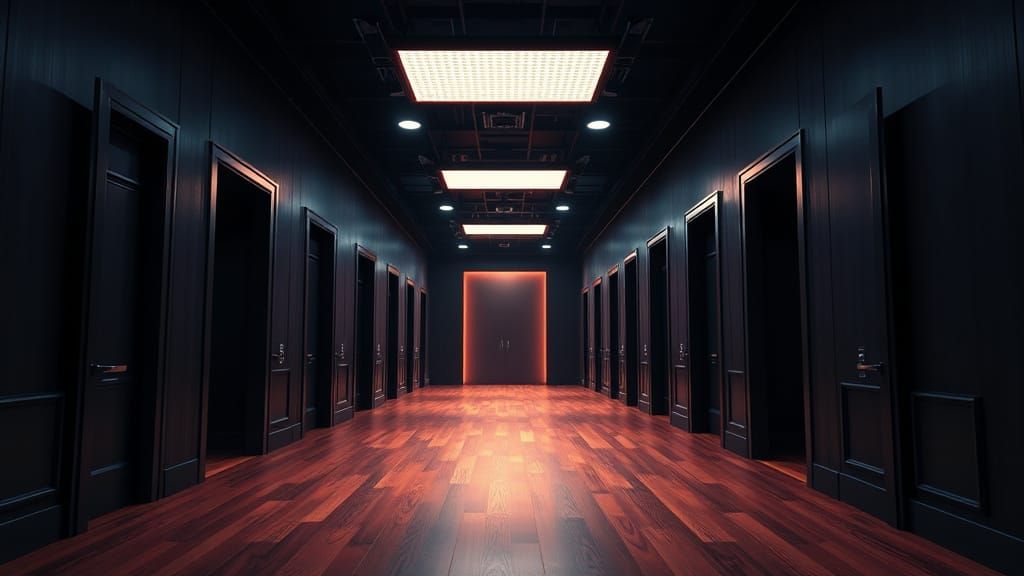 Modern Television Studio Corridor in Photorealistic Style