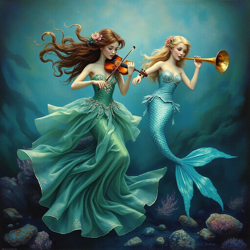 Oceanic Mermaids' Concert in Ethereal Style