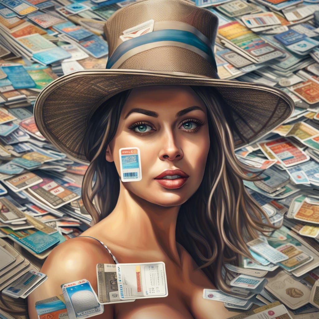 Woman Swims in Sea of Bank Cards