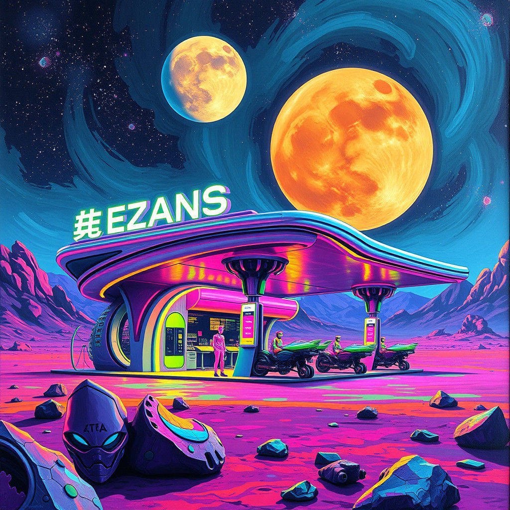 Futuristic Alien Gas Station on Distant Planet