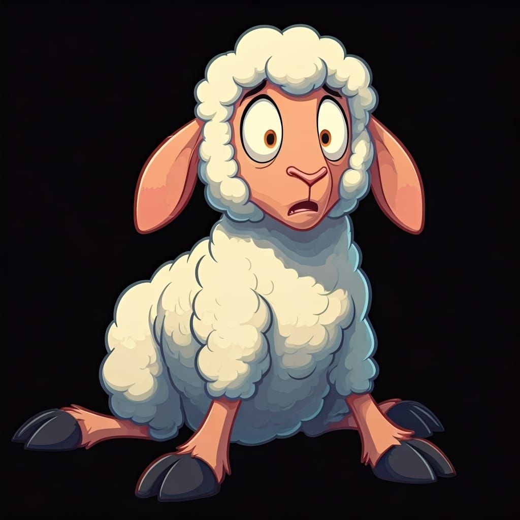 Anxious Lamb in Looney Tunes Cartoon Style