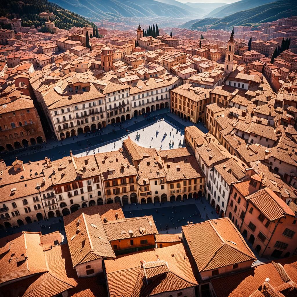 Italian Renaissance Cityscape: Aerial View Photography