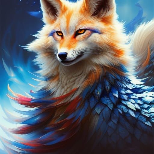 Kitsune Spirit Portrait in Detailed Digital Art Style