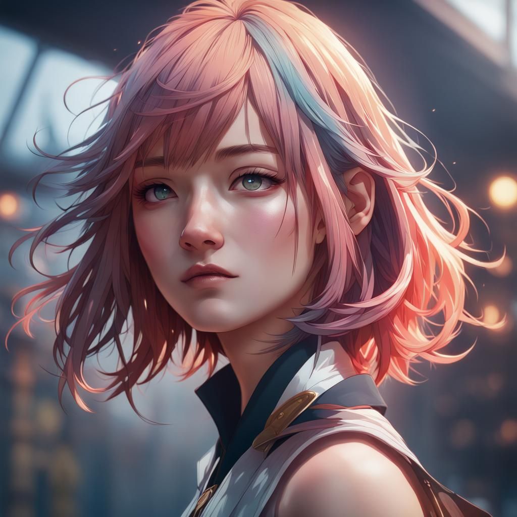 Detailed Portrait of Hitoka Yachi in Art Nouveau Style