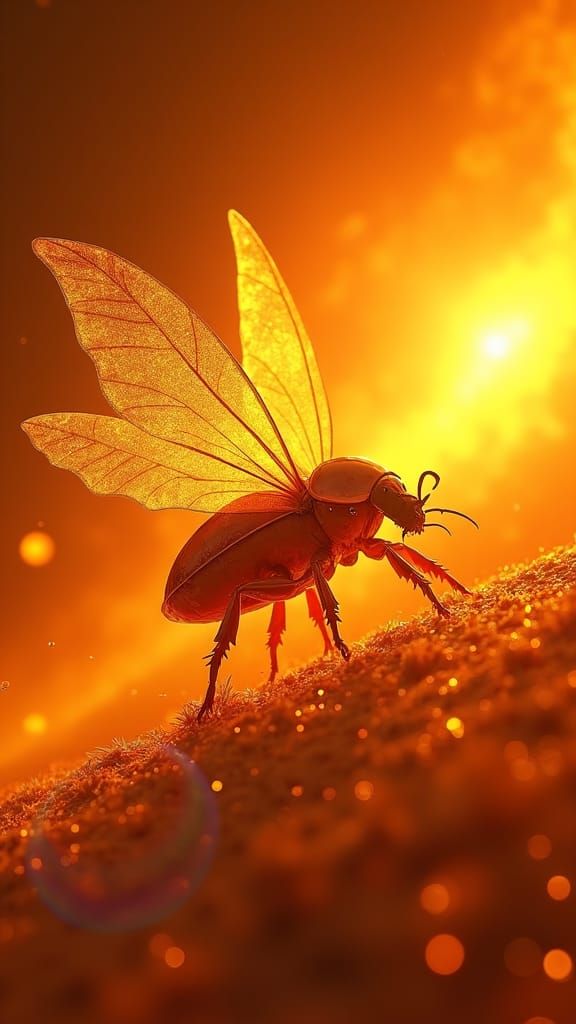 Golden Solaris Scarab Sailing on Solar Winds