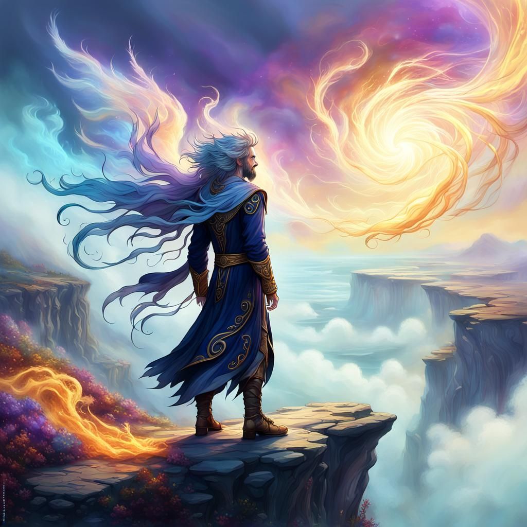 Air Elemental Sorcerer on Windswept Cliff