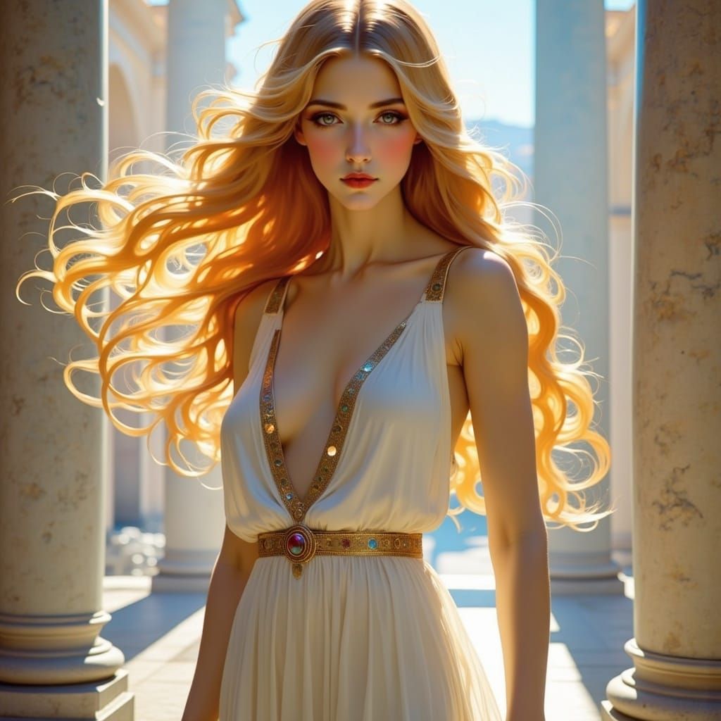Ethereal Goddess in Ancient Greco-Roman Splendor