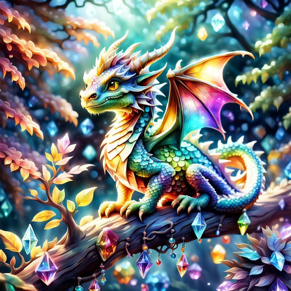 Magical Dragon in Crystalline Fantasy Art