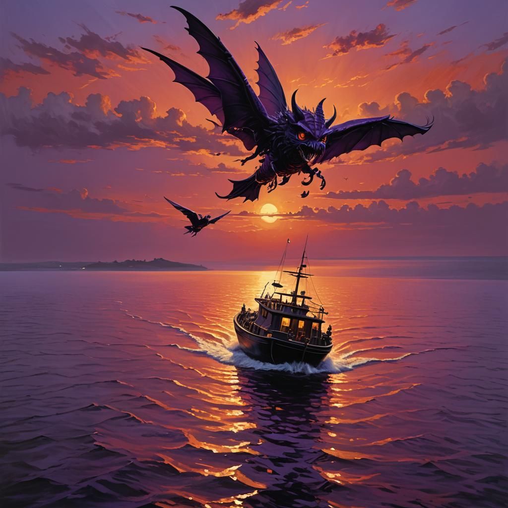 Flying Purple People Eater Over Gulf Coast as Impressionist ...