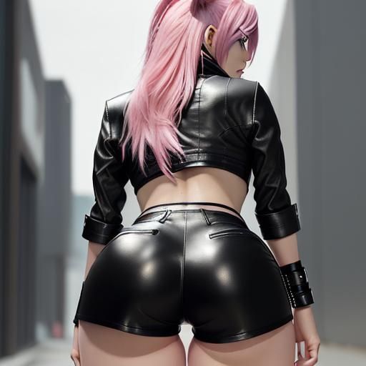 Anime Lynx Woman with Pink Hair in 4K