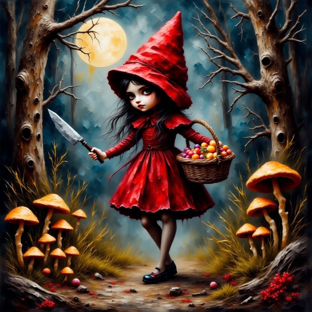 Little Red Riding Hood in Dark Fantasy Style