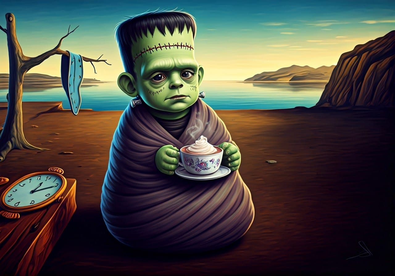 Baby Frankenstein's Surreal Hot Chocolate, Salvador Dali Sty...