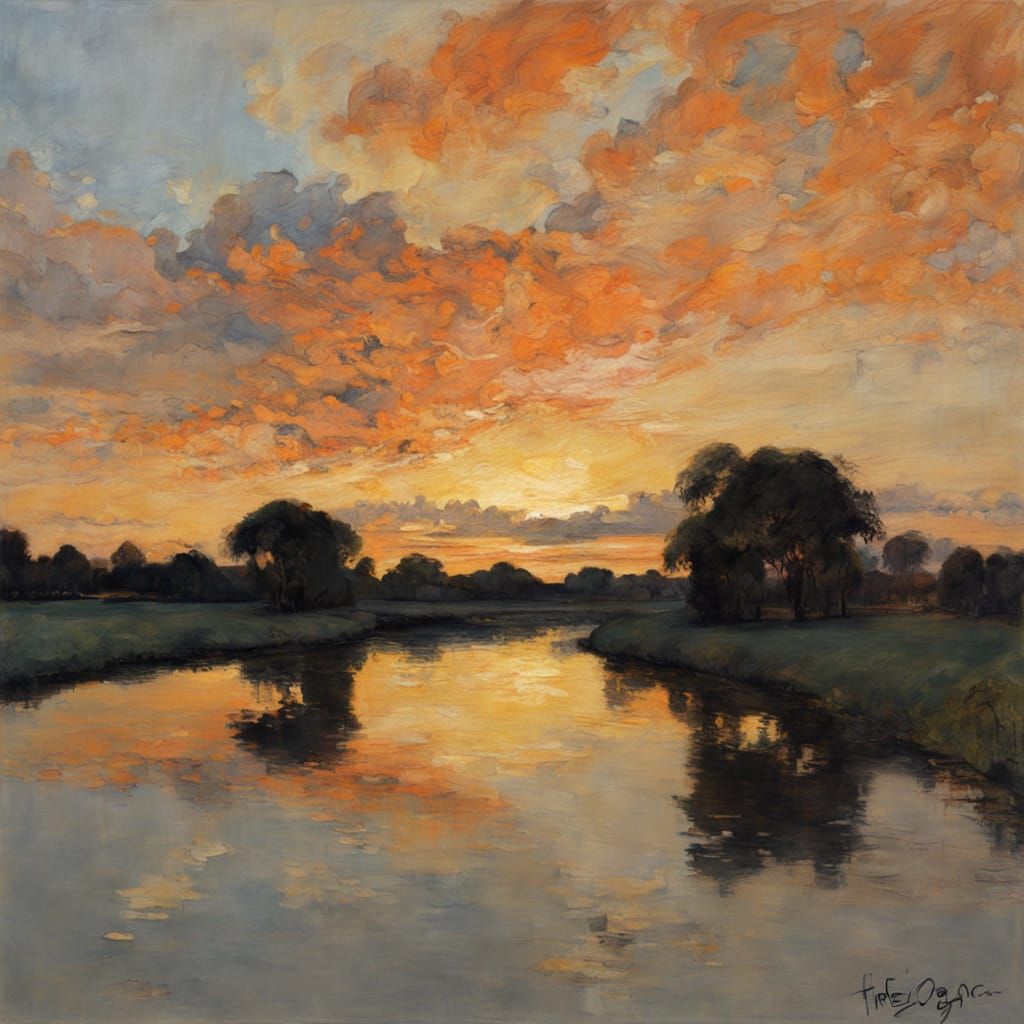 Sunset Inspired by Edgar Degas' Impressionist Style