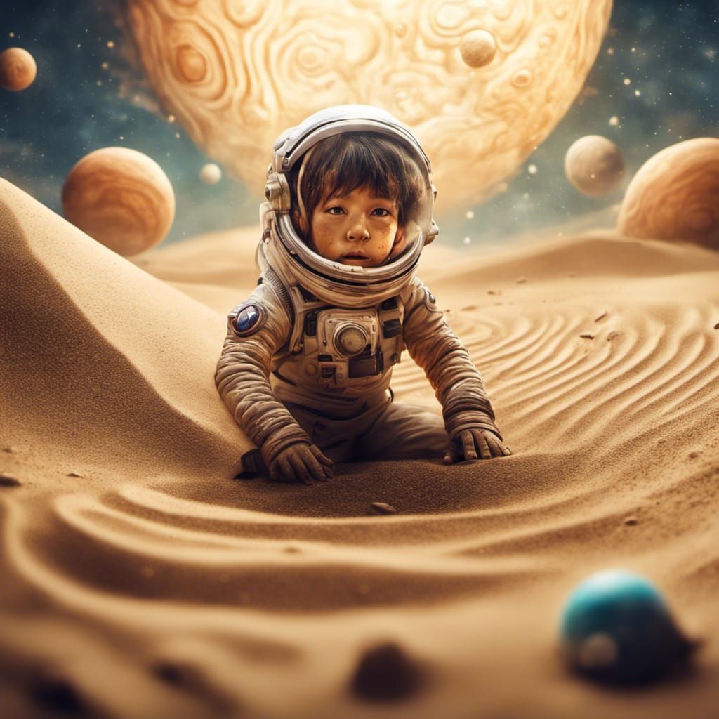 Dreamy Sandman Astronaut in Space: Digital Art