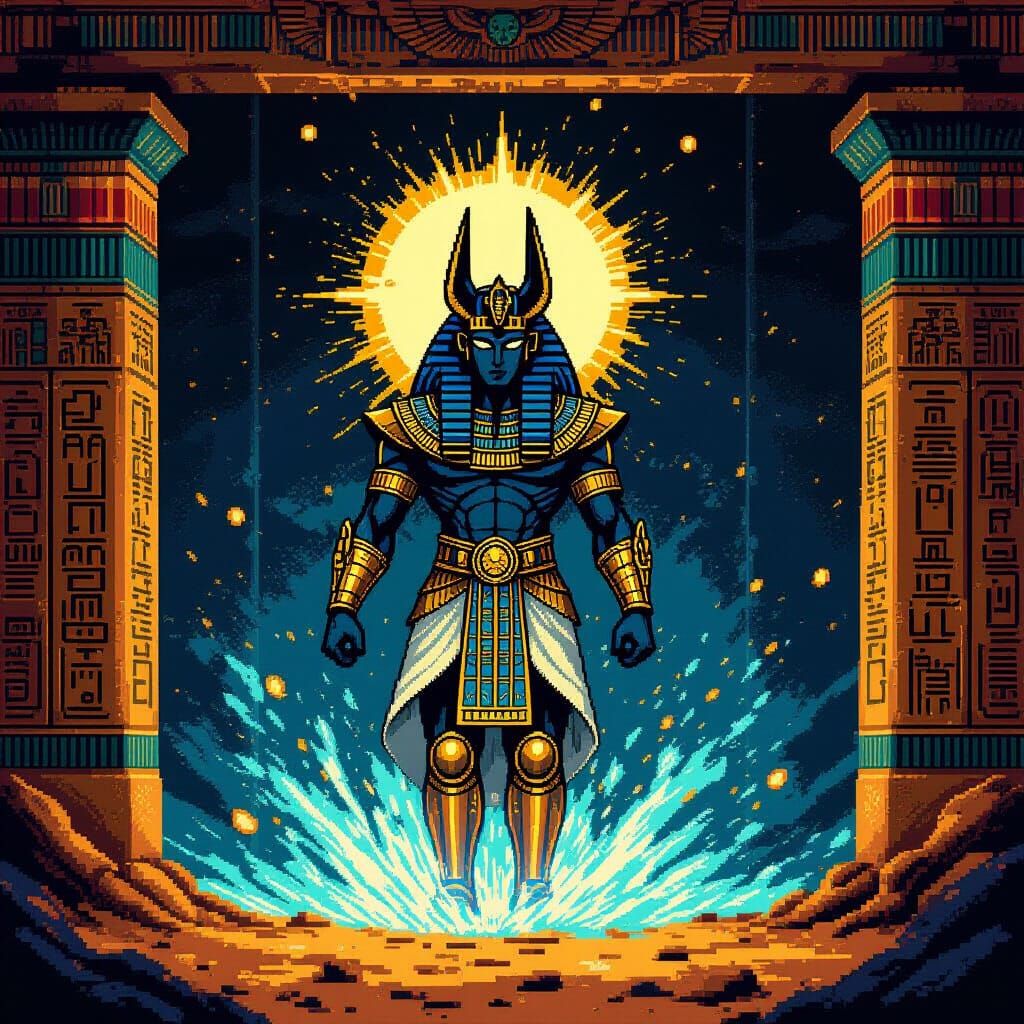 Osiris Emerges as Ra: 8-bit Transformation