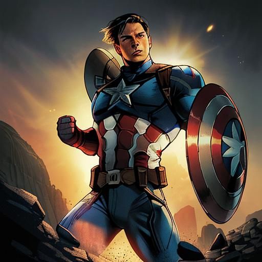 Captain America Climbs Mount Rushmore in Comic Book Style