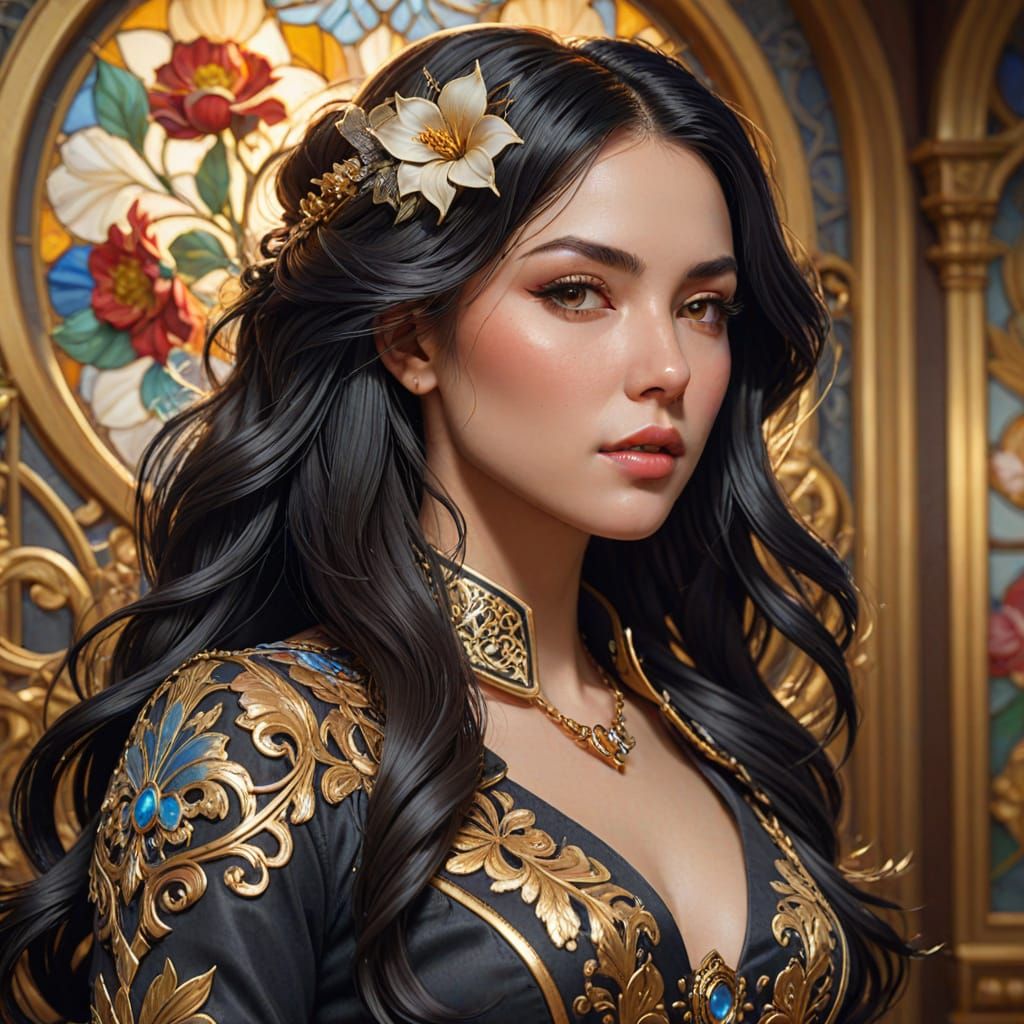 Art Nouveau Portrait of a Seductive Teacher