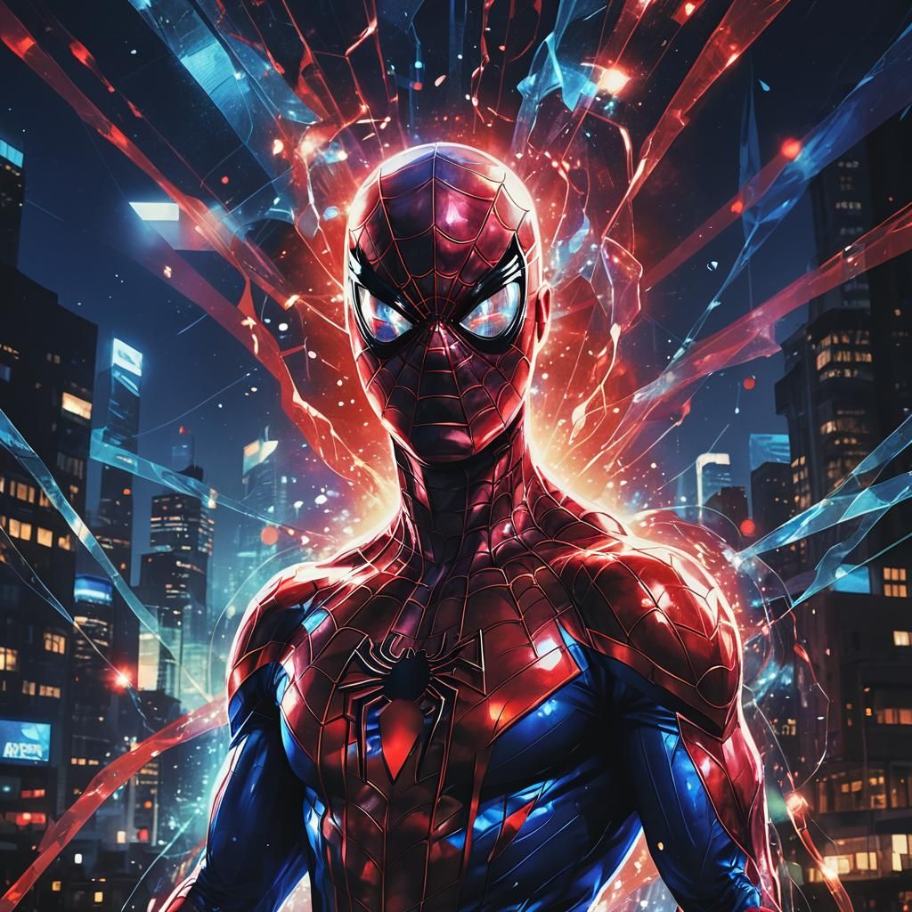 Spiderman in Nebula Night with Diamond Waves