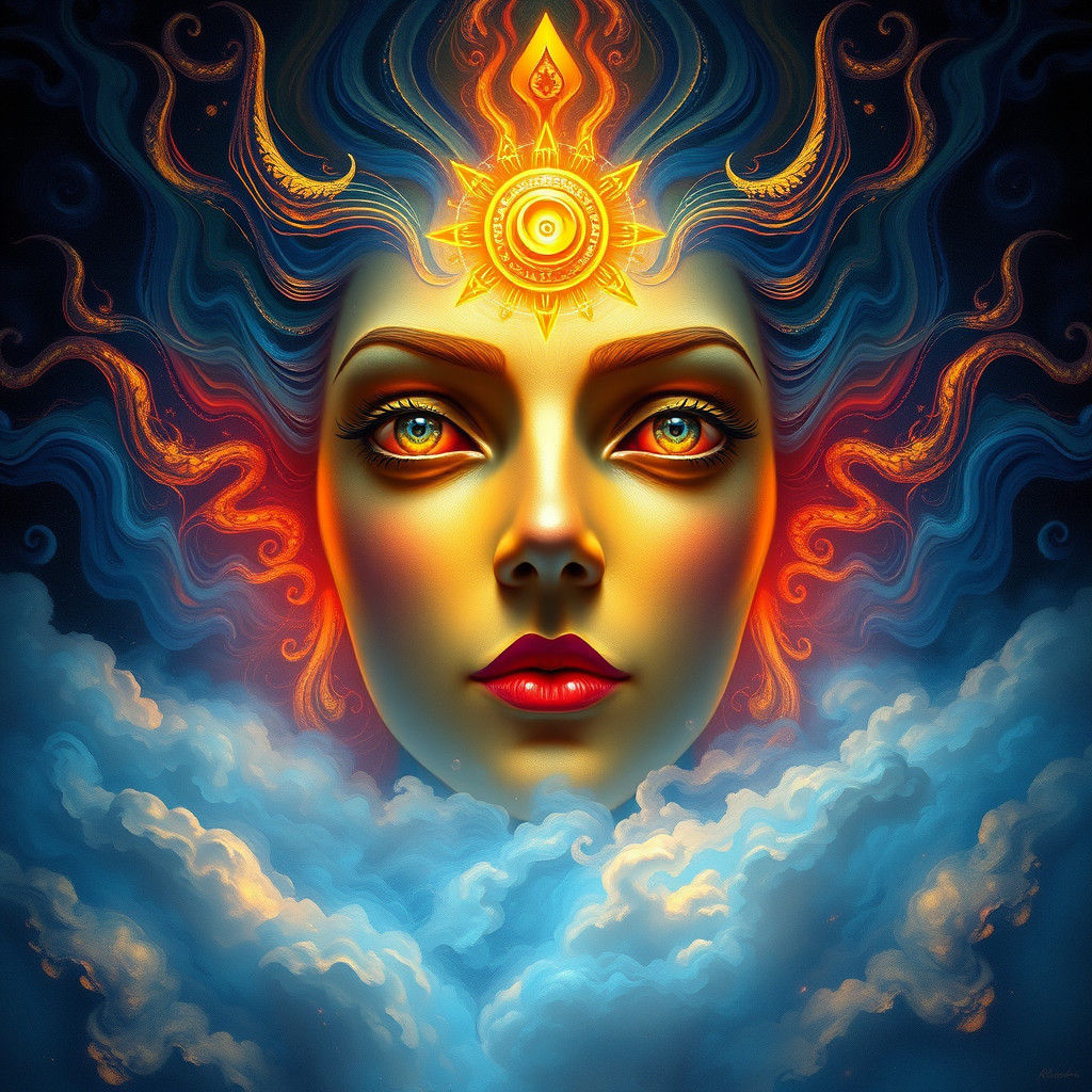 Ethereal Deity Face in Dreamlike Surreal Style
