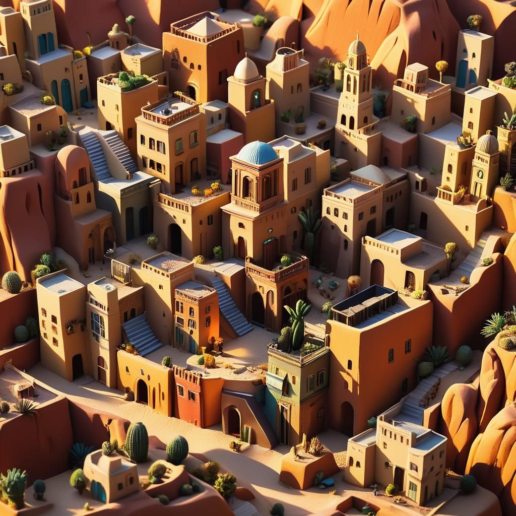 Miniature Desert Cityscape in Stop-Motion Animation