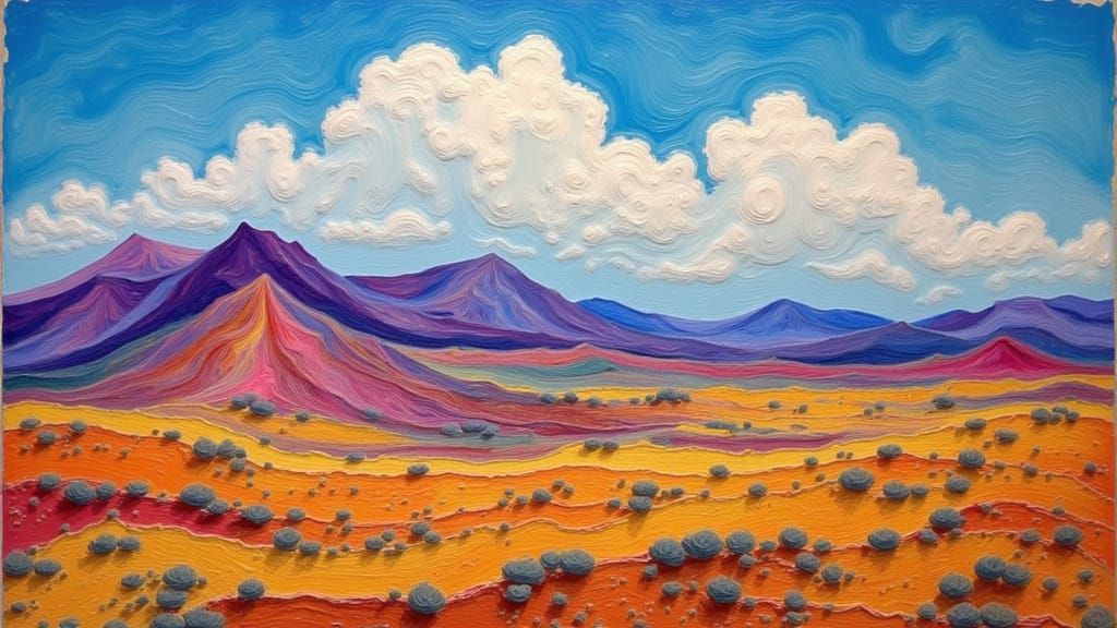 New Mexico Desert Landscape in O'Keefe Style
