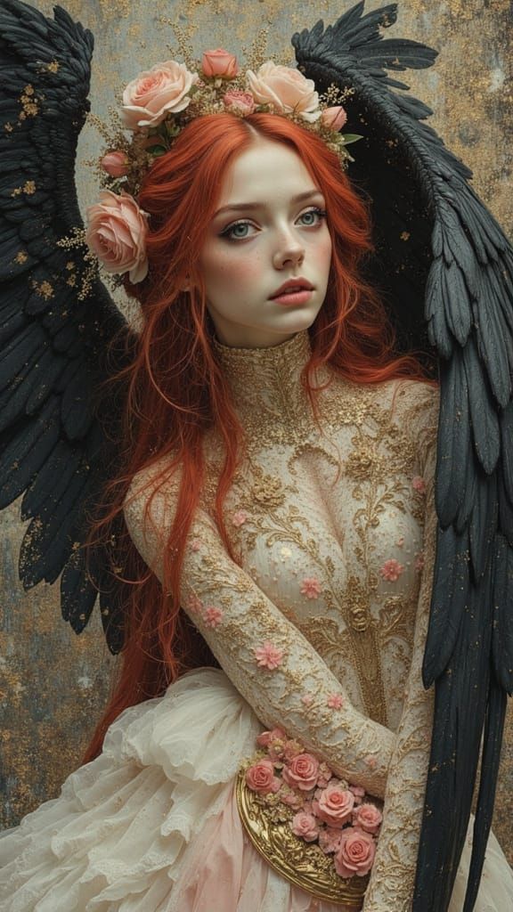 Ethereal Victorian Angel in Moonlit Space