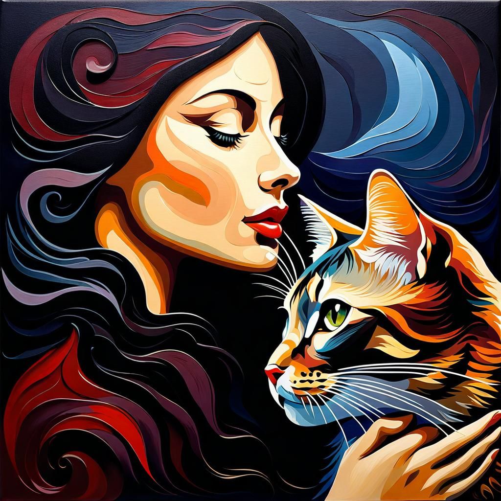 the lady and her cat