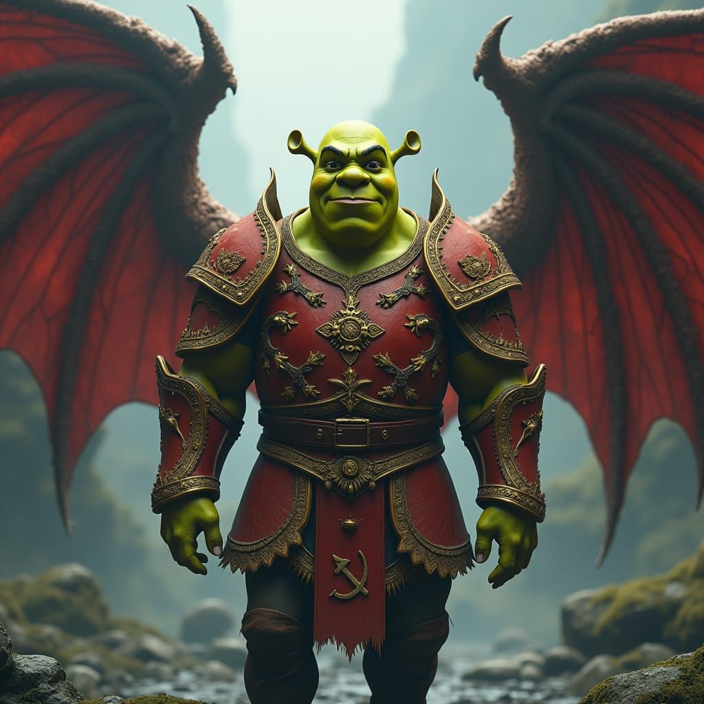 Shrek as Communist Angel: Fantasy Art