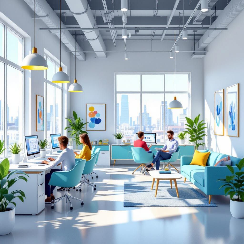Vibrant 3D Animated Open-Space Office