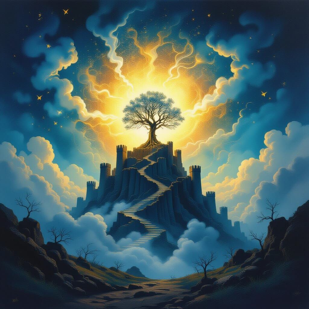 Surrealist Landscape: Ego Dissolves into Eternal Light