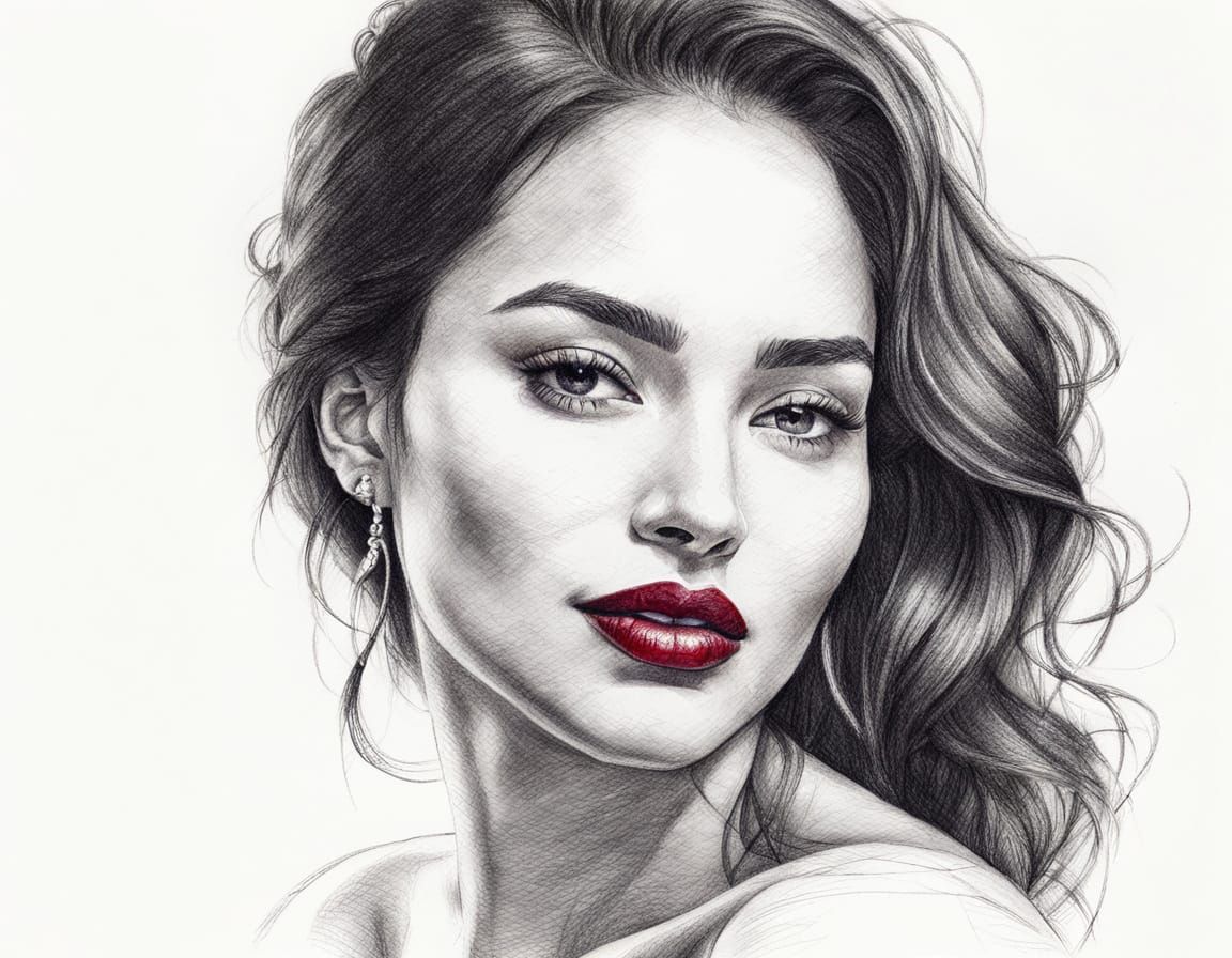 Sensual Charcoal Portrait of a Latina Woman