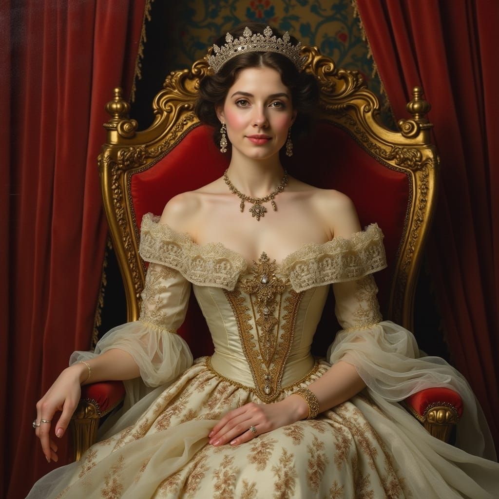 Regal Victorian Woman in Lavish Pre-Raphaelite Style