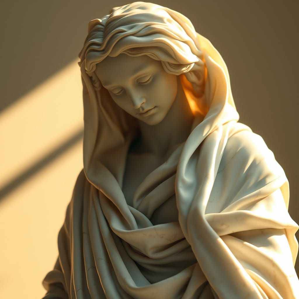 Serene Marble Goddess in Elegant Drapery
