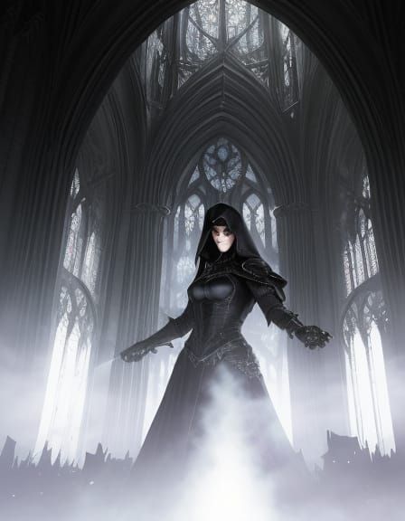 Gothic Archway Goddess: Dark Fantasy Comic Art