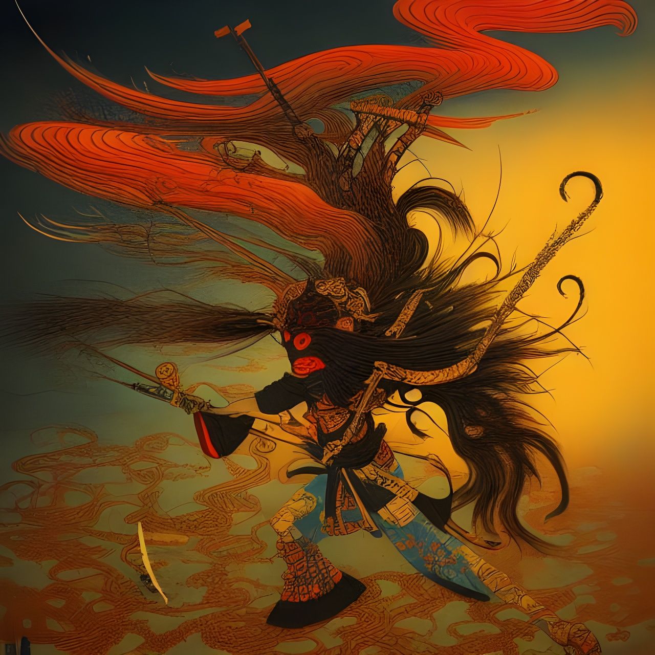 Warrior in Last Light: Japanese Art Style