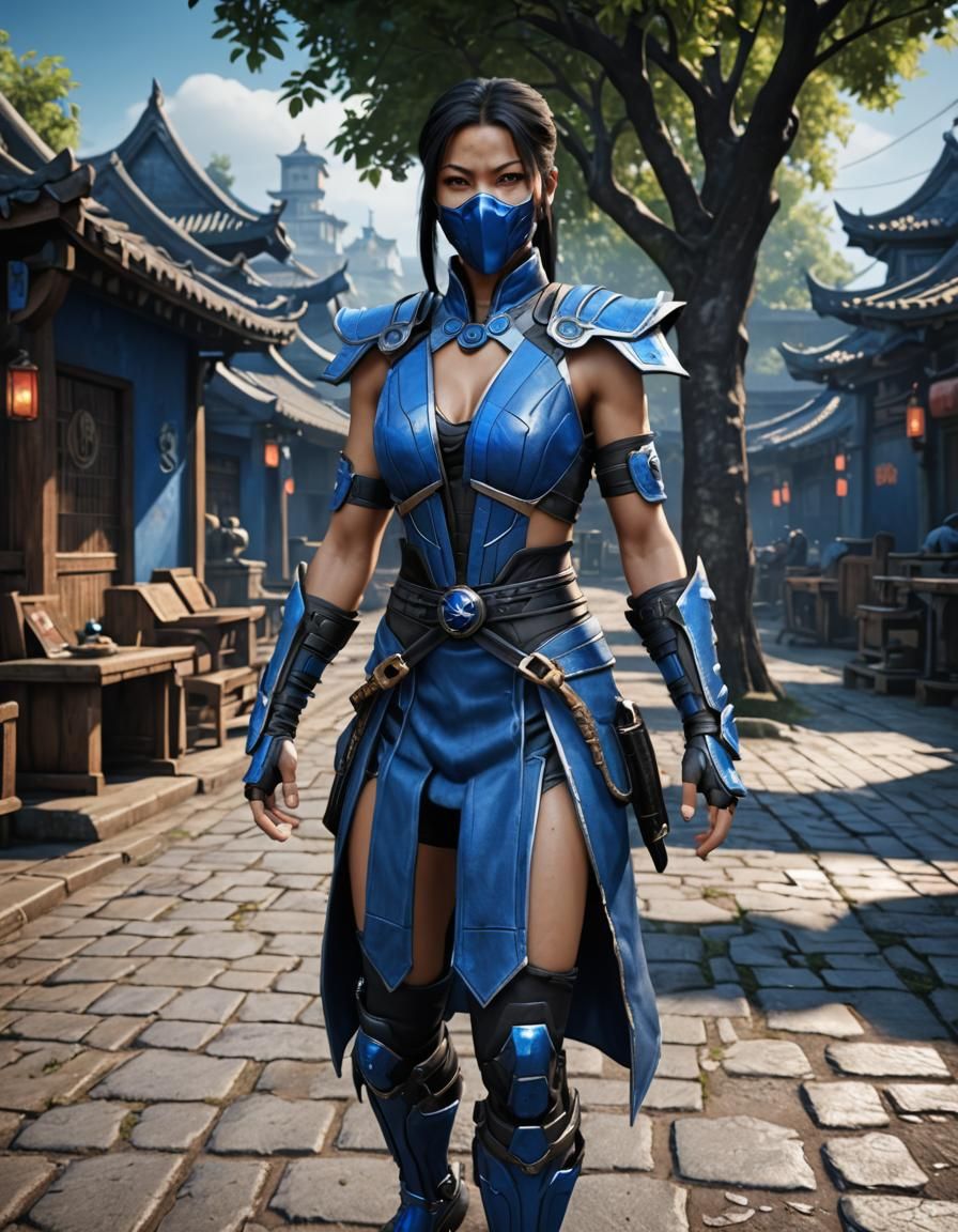 Cyberpunk Kitana from Mortal Kombat in Hyperrealism