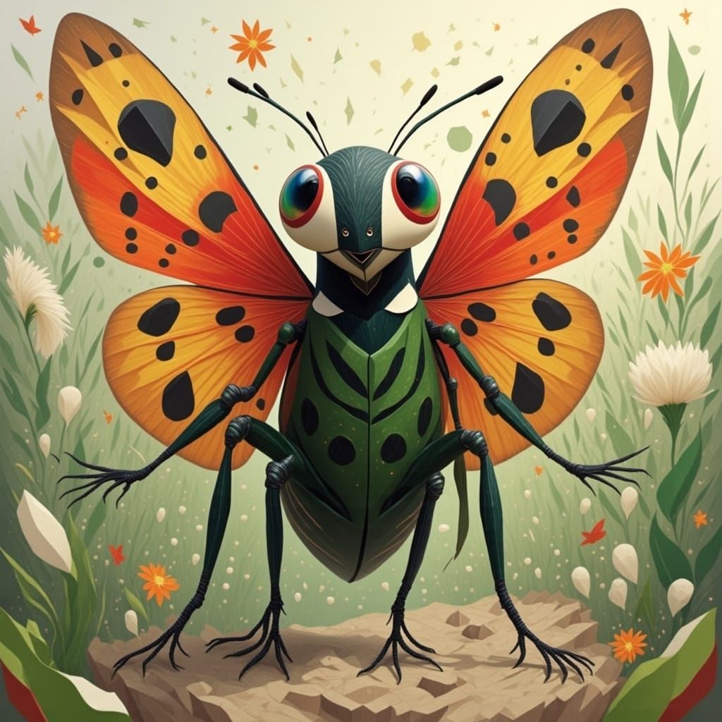 Whimsical Winter Ladybug Spreads Vibrant Wings in Pastel Hue...