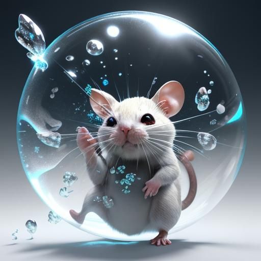 Mouse Game Character Catches Cats in Bubbles