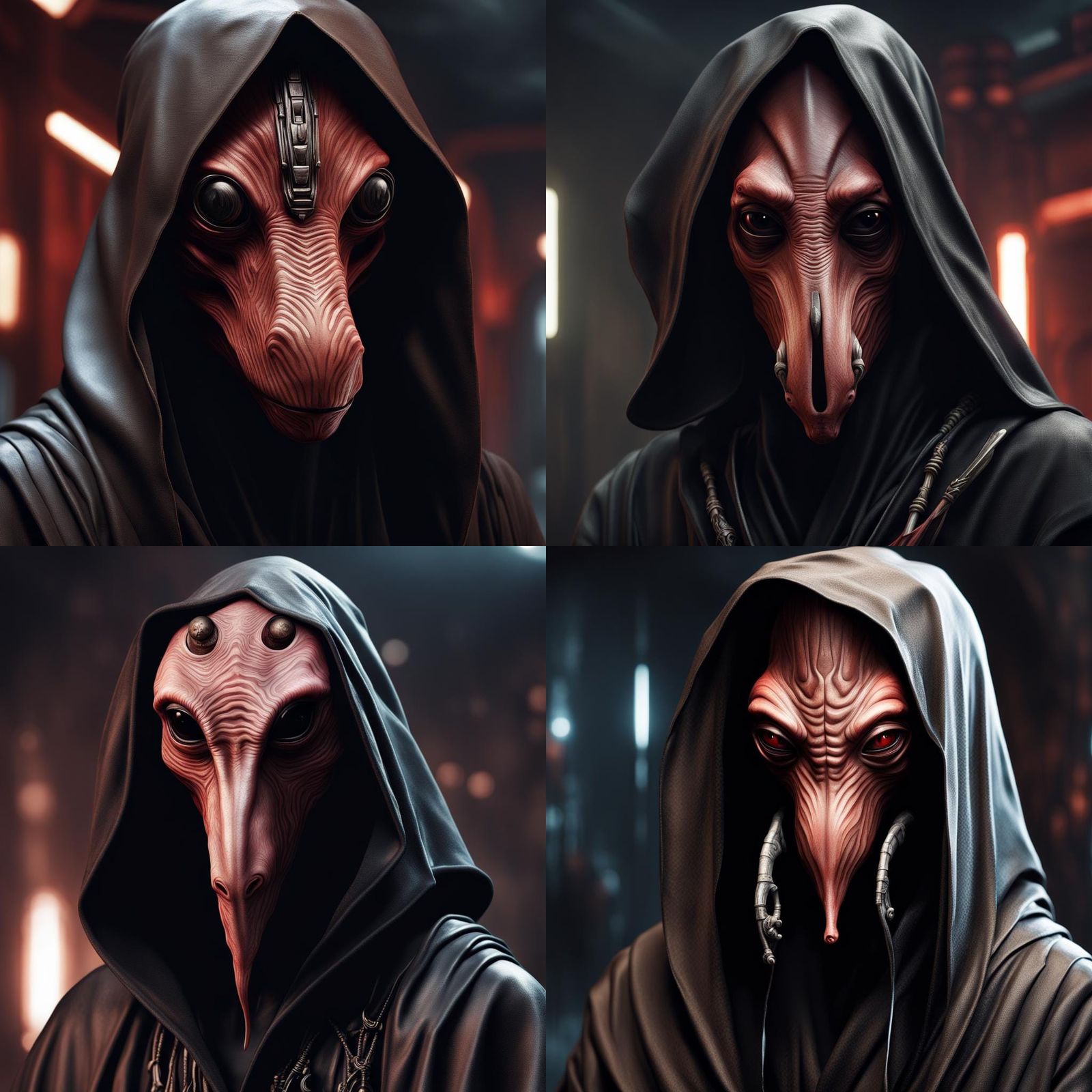 Jar Jar Binks as Sith Lord in Cyberpunk Style